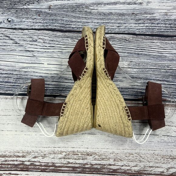 Vince Stefania Suede Nut Brown Espadrille Wedges Sandals, Women’s Size 9 - Picture 6 of 9